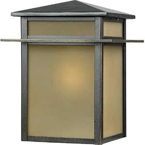 Quoizel NI8409IB Nichols Wall Lantern with Etched Amber Glass, Imperial Bronze, 10-1... by Quoizel