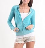 Nollie Womens Burnout Fleece Zip Up Hoodie