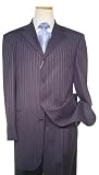 Extrema by Zanetti Black/Ocean Blue Stripes 130'S Italian Wool Wideleg Suit