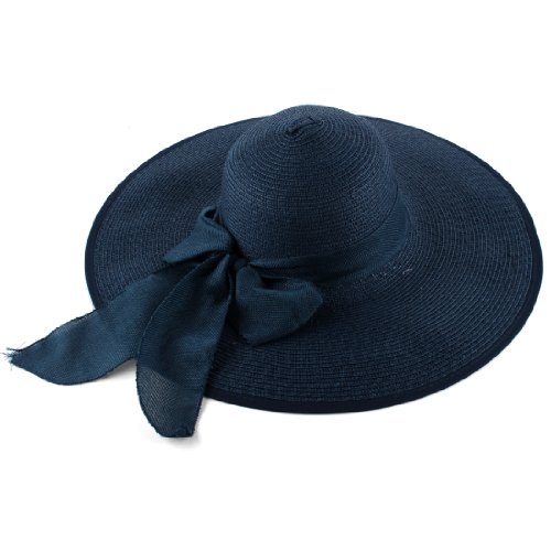 Ladies Self Tie Bowk Wide Brim Beach Wear Straw Hat