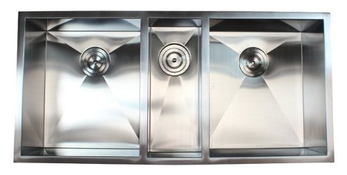 42 Inch 16 Gauge Stainless Steel Undermount Zero Radius Triple