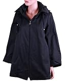 Calvin Klein Womens Hooded Black Trench Coat Zipper Jacket