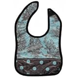 Blue Toile Easy -Wipe Feeding Bib