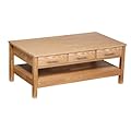 Premier Housewares Eden Coffee Table with 3 Drawers, 44 x 60 x 109 cm, Oak Veneer