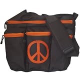 Diaper Dude Brown and Orange Messener Diaper Bag with Peace Sign