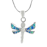 Sterling Silver Blue Opal Dragonfly Necklace