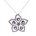 Necklace With 3.15ctw Precious Stones - Genuine Amethysts and Diamonds White Gold Length 18in