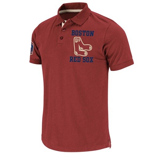 Boston Red Sox Cooperstown Majestic Amsterdam Vintage Polo Shirt