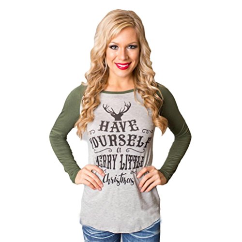 Clearance Sale! Autumn Blouse,Canserin Women Long Sleeve T-Shirt Merry Christmas Letters Print Tops