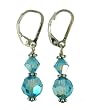 Silver Aqua Leverback Earrings