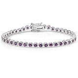41dXC3WZ5pL. SL160  10.00 CT Real Round Cut Bezel Set Genuine Purple Amethyst 925 Sterling Silver Tennis Bracelet (7.50 Inch Length x 0.15 Inch Wide)
