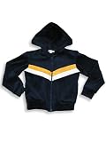 Kyds - Girls Velour Hooded Sweatshirt Jacket, Navy, Gold