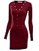 Doublju Womens Slim Fit Button Long Sleeve Mini Dress WINE,M