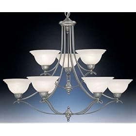  5699-PW - Designers Fountain - 9 Light Chandelier With Faux Alabaster Shades - Palladium