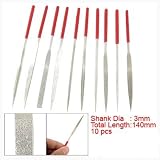 Buy 10 in 1 Red Handle Diamond Impregnated Needle Files Assorted Set 140mm by uxcell