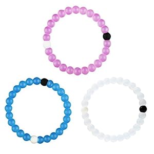 Classic Silicone Beaded Bracelet Expedited Shipping (M, Blue+Pink+Clear)
