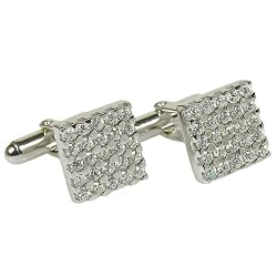 Mens Cuff Links Pair Sterling Silver Zircon Gemstone (cflng236)