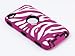 ULAK Combo Black Hard PC and Hot Pink Zebra Design Soft Silicone Case Cover For iPod Touch 4 4th