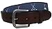 No27 Mens Golf Leather Belt, Leather Tab and Buckle, Dark Gray Golf Ribbon with 9th and 18th Hole