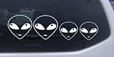 Alien Stick Family Stick Family Car Window Wall Laptop Decal Sticker -- White 10in X 2.9in