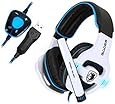 Sades Stereo 7.1 Surround Pro USB Gaming Headset with Mic Headband Headphone (White)
