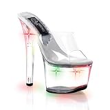 SKY-301LT, Slip-On Mule With Motion-Activated Lights In The Platform & 6 3/4 Inch Heel. Batteries Are Replaceable.