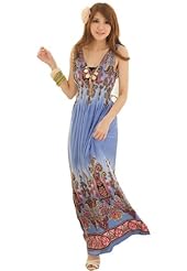 Sexy V-neck Sleeveless Floral Print 2014 Maxi Dress 