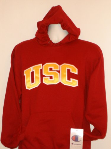 Cardinal USC Trojans Champion Hooded Sweatshirt Tackletwill with Michigan Yellow & White Stitched Lettering