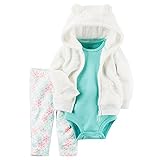 カーターズ（Carter's）女の子用スノーホワイトふかふか3D立体耳フード付きジャケットx雪の結晶コーデパンツ上下3点セット (6months(61-67cm)) [並行輸入品]