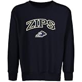 Akron Zips Youth Navy Blue Logo Arch Applique Crew Neck Fleece Sweatshirt