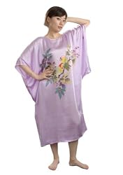 Maternity Sleepwear Pajamas -- Parrots in Wisteria -- 100% Silk, Hand Painted and Hand Dyed Art (One Size)