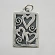 Hearts and Swirls Rectangle Pendant in Sterling Silver, #9206