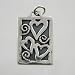 Hearts and Swirls Rectangle Pendant in Sterling Silver, #9206