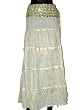 Designer Off White Cotton Women's Skirt 4 Tiers Sequin Embroidered Bellydance