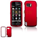 Nokia XpressMusic 5800 Cell Phone Red Rubber Feel Protective Case Faceplate ....