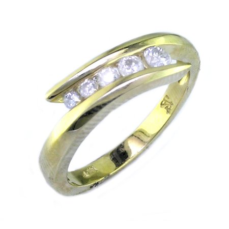1/4 Ct. Five Stone Diamond Journey Ring Wedding Band in 14k Yellow Gold, Available In Size 4, 5, 6, 7, 8 & 9.