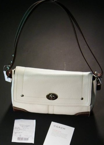 Coach F13957 SWTMA HML Flap White Leather Handbag Coach F13957 SWTMA HML Flap White Leather Handbag