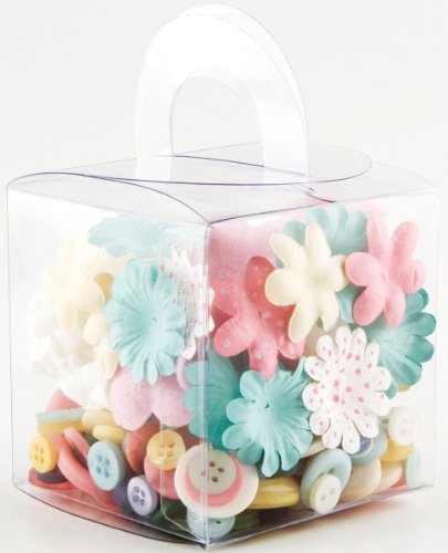 Making Memories Lemonade Blossoms and Buttons 160 Pieces/Boxed, 40 Paper/20 Felt Flowers & 100 Buttons