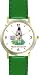 Cat Stuck in Woman's Buttock Crease Cat Cartoon or Comic - JP Animal - WATCHBUDDY&reg; DELUXE TWO-TONE THEME WATCH - Arabic Numbers - Green Leather Strap-Size-Large ( Men's Size or Jumbo Women's Size )