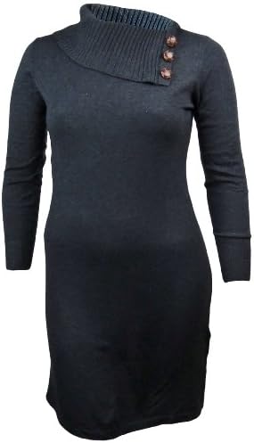 Chequer Women's Sweater Dress Charcoal Grey (Small) [Apparel]