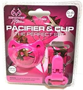 Real Tree XTra Colors Pink Camo Pacifier and Clip Set