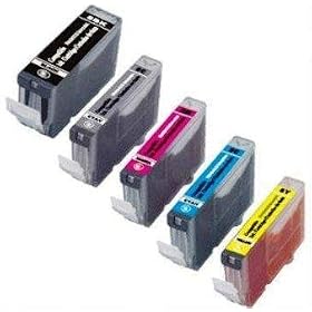 SET OF FIVE QUALITY COMPATIBLE CANON CHIPPED INKJET CATRIDGES - PGI-5 BLACK, CLI-8 BLACK, CLI-8 CYAN, CLI-8 MAGENTA, CLI-8 YELLOW - CANON PIXMA IP4200 IP4200R IP4300 IP4500 IP5200 IP5200R MP500 MP530 MP600 MP610 MP800 MP800R MP810 MP830 MP950 MP960 MP970 MX850