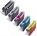 SET OF FIVE COMPATIBLE CANON CHIPPED INKJET CARTRIDGES PGI-5 BLACK, CLI-8 BLACK, CLI-8 CYAN, CLI-8 MAGENTA, CLI-8 YELLOW - CANON PIXMA IP4200 IP4200R IP4300 IP4500 IP5200 IP5200R MP500 MP530 MP600 MP610 MP800 MP800R MP810 MP830 MP950 MP960 MP970 MX850