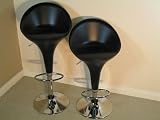 A pair of Bombo style bar stools - High backed - Matt black