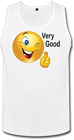 White Retro Colleges Juniors Mens Very Good Emoji Mens Black Vests