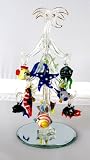 Crystal Glass Palm Christmas Tree with Removable Sealife Ornaments