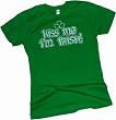 "Kiss Me I'm Irish" Shamrock -- St. Patricks Day Distressed Print Crop Sleeve Fitted Juniors T-Shirt