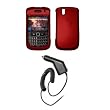 BlackBerry Bold 9650 - Premium Red Rubberized Snap-On Cover Hard Case Cell Phone Protector + Rapid Car Charger for BlackBerry Bold 9650