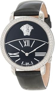 Versace Women's 93Q99D008 S009 Krios Black Enamel and Sunray Dial Patent Leather Watch