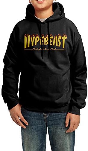 Hasbo Kids/Youth Thrasher Magazine Flame Logo Hoodies Hooded Sweatshirt Tops Black,M